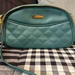 Joy & Iman Teal Quilted Crossbody Bag with 2
Straps
